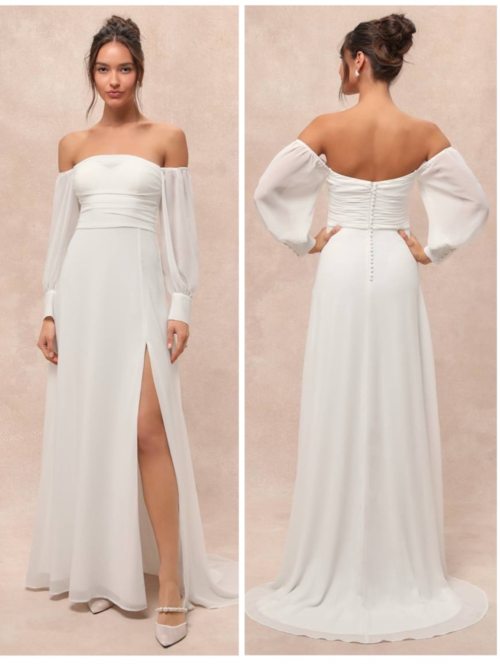 Lulus Adorna White Off-the-Shoulder Maxi Dress Size Small NWT Wedding Beach